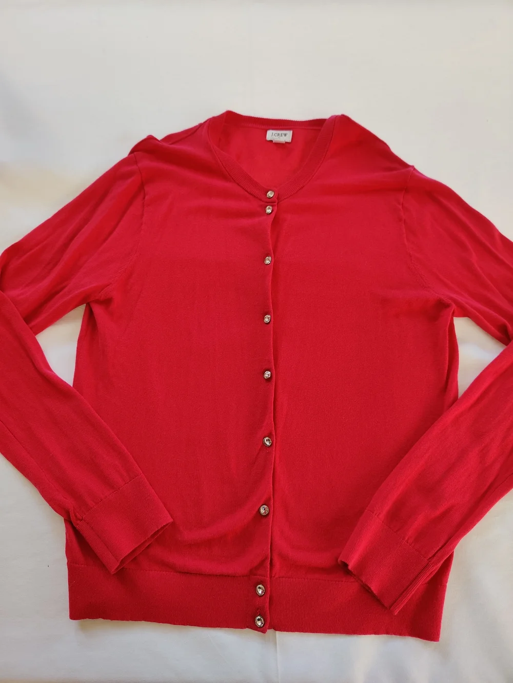 J. Crew Women’s Red Coral Button-Front Lightweight Cardigan Sweater